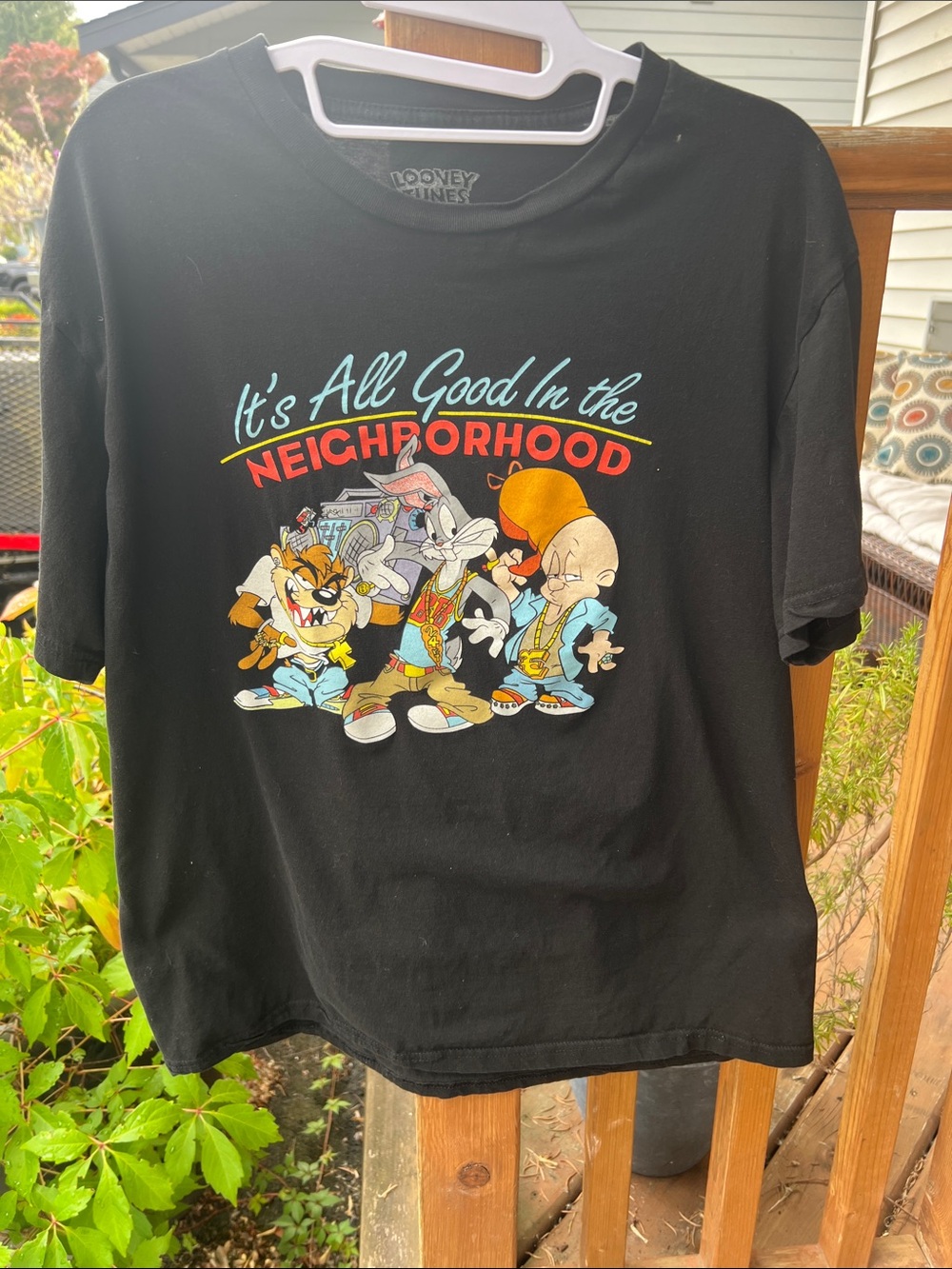Warner Bros. Black Graphic Tee with Bugs Bunny, Taz & Elmer Fudd